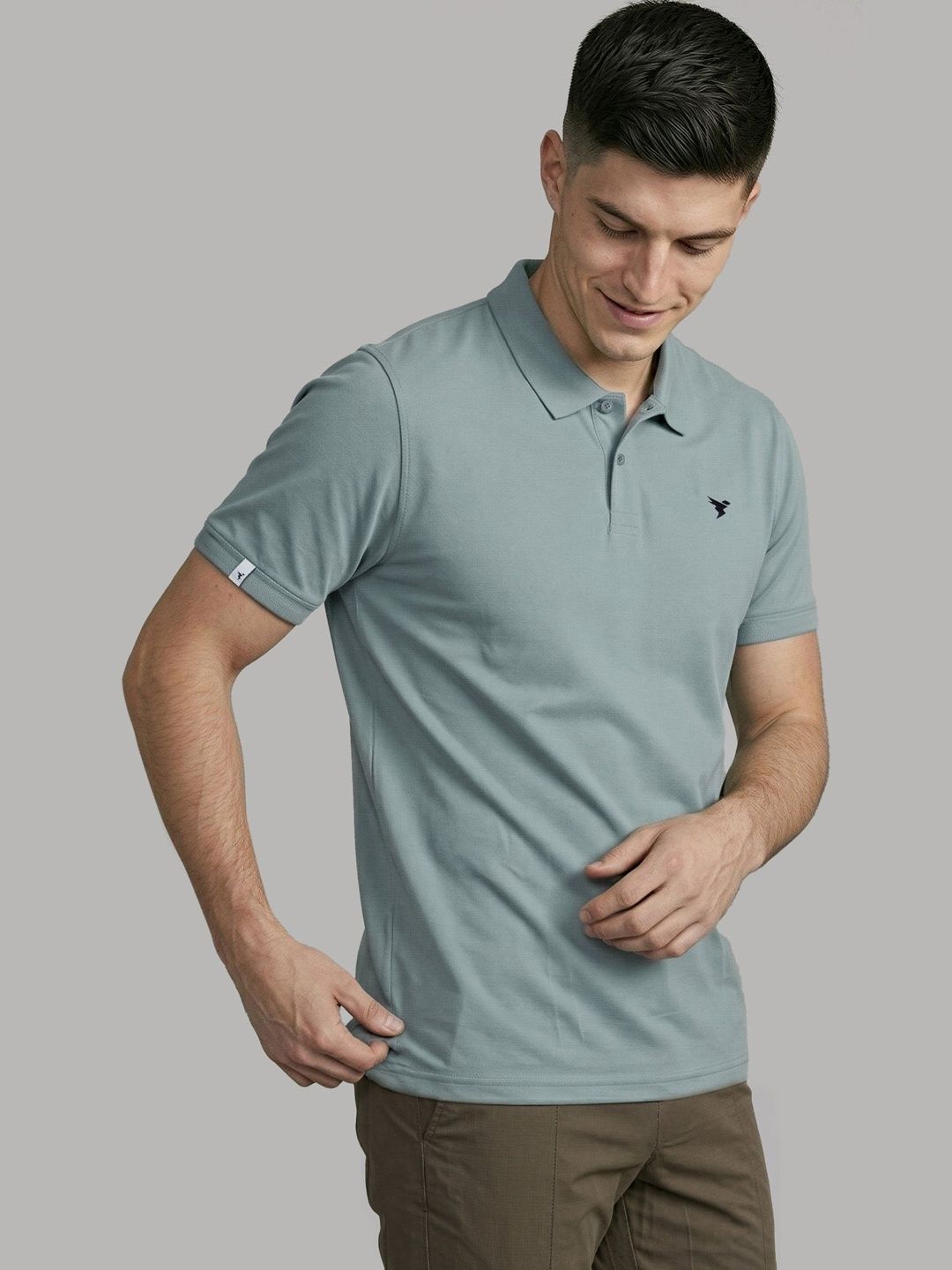 Technosport Men Brand Logo Polo Collar Slim Fit T-shirt