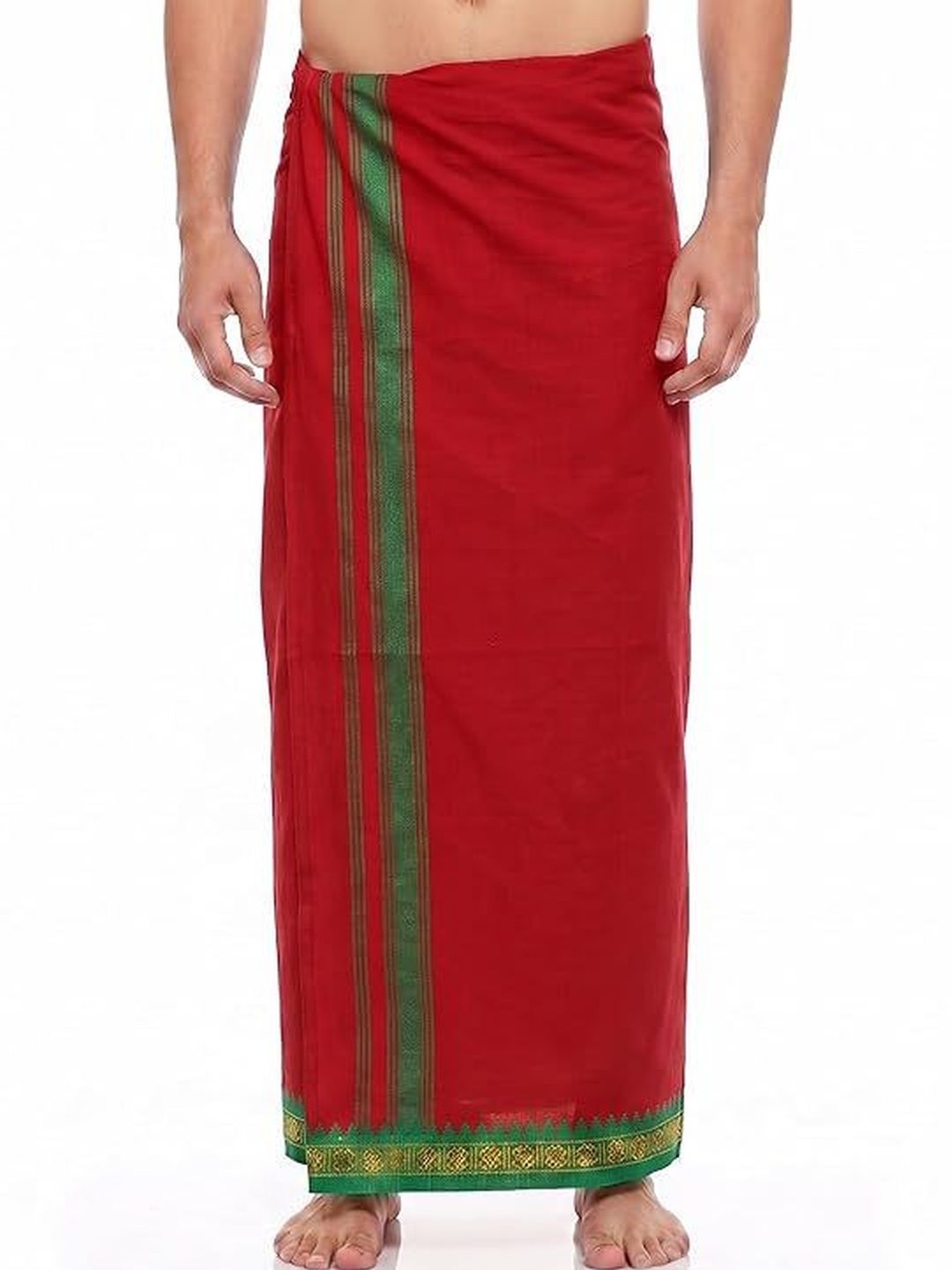 Hornbill Enterprises Men Striped Cotton Dhoti Dhotis