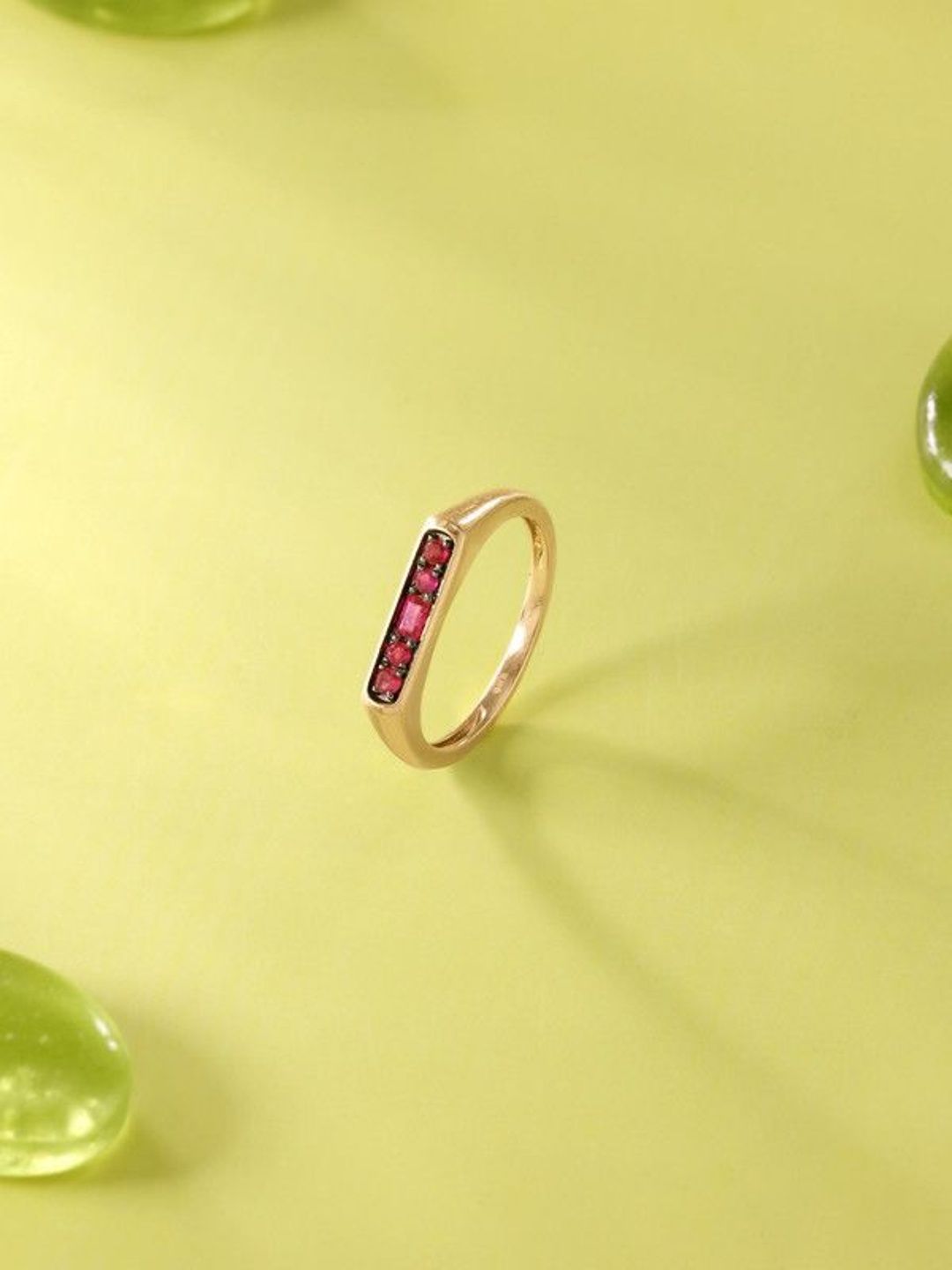 Mia by Tanishq 9 KT Gold Ruby-Studded Ring-1.697 g