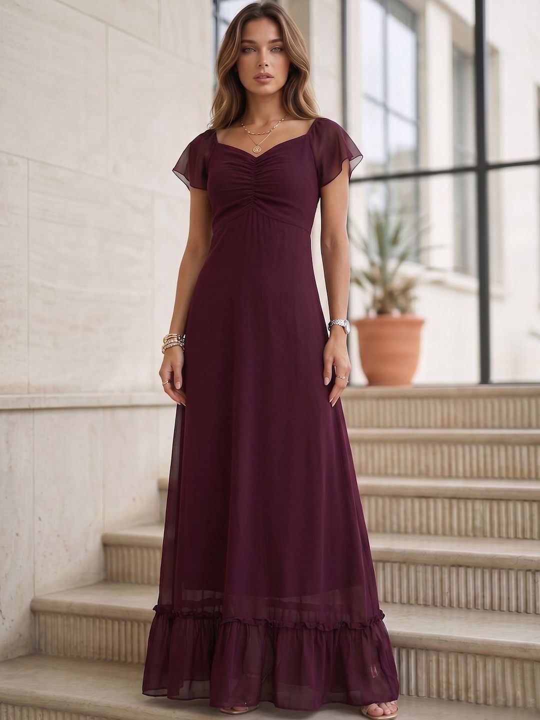 aayu Women V-Neck Maxi Dress