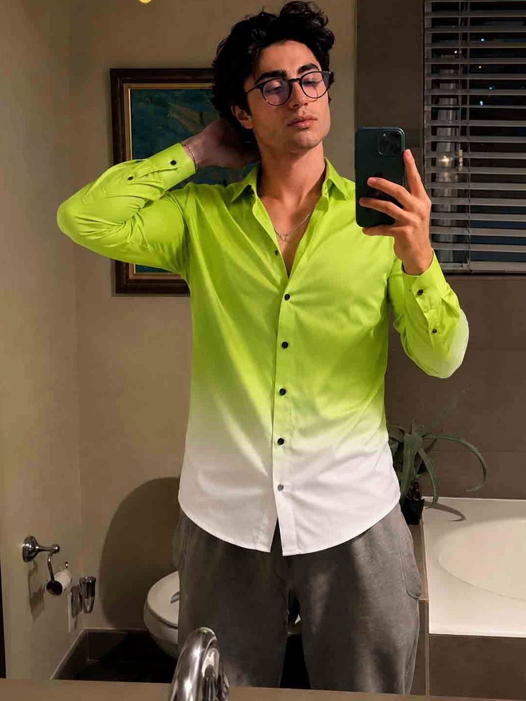 Uiriuy Men Ombre Casual Shirt