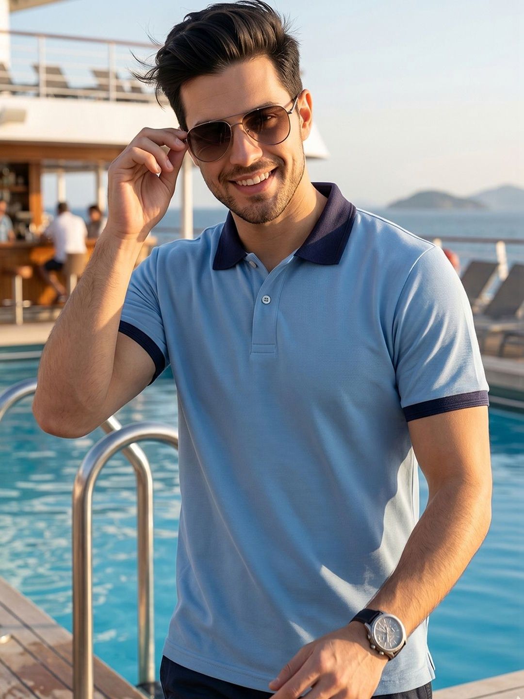 Moda Rapido Moda Rapido Men Polo Collar T-shirt