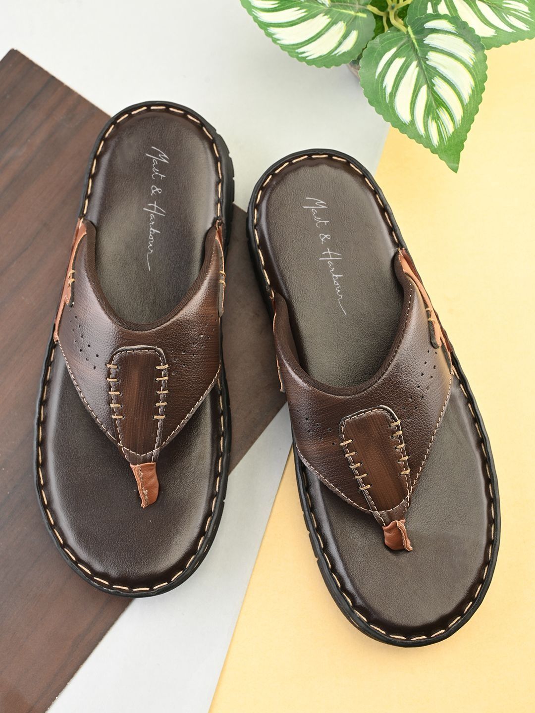 Mast & Harbour Men Colourblocked Thong Flip-Flops