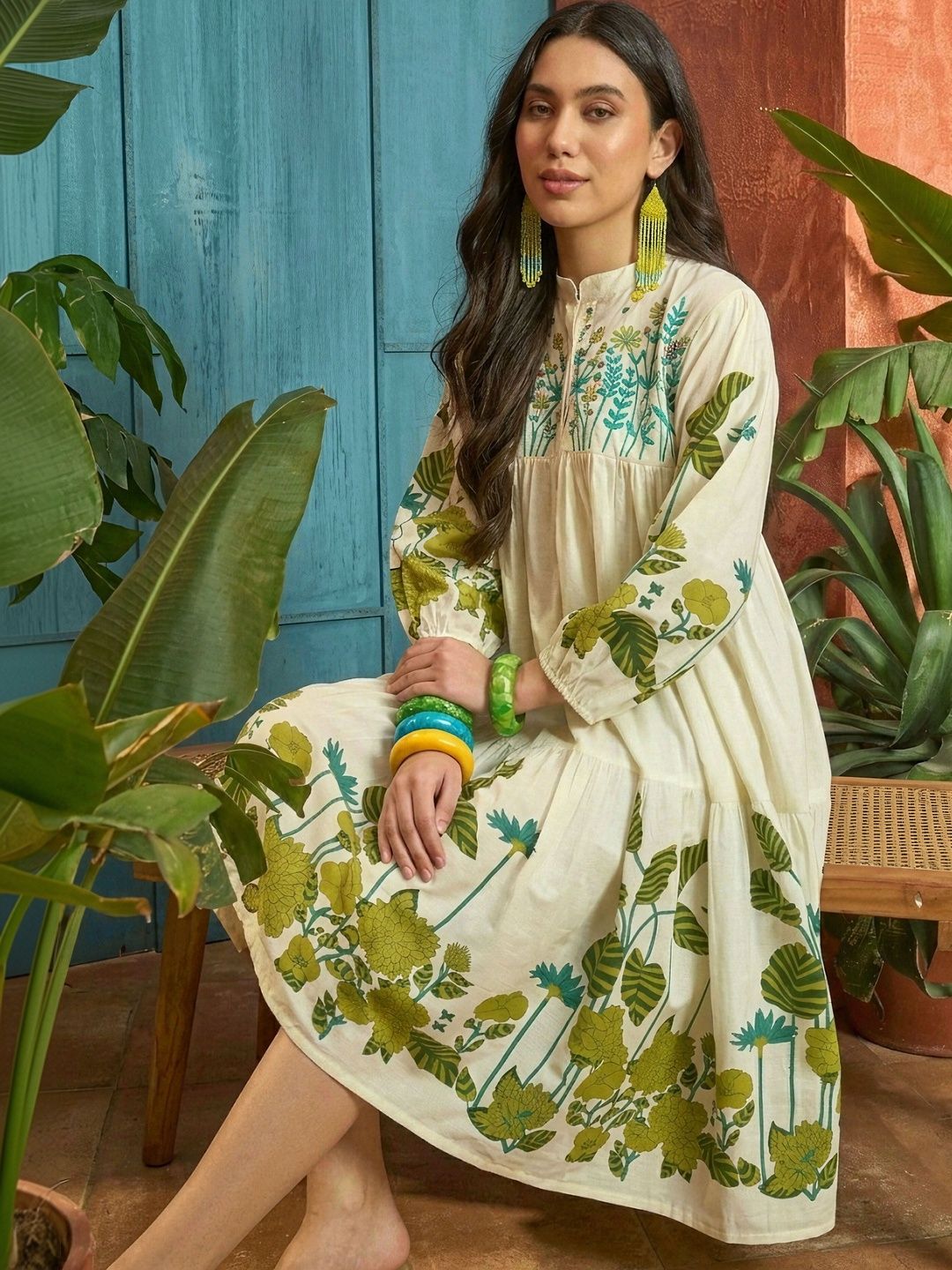 Floral Printed A-Line Dress Stylum Floral Printed A-Line Dress