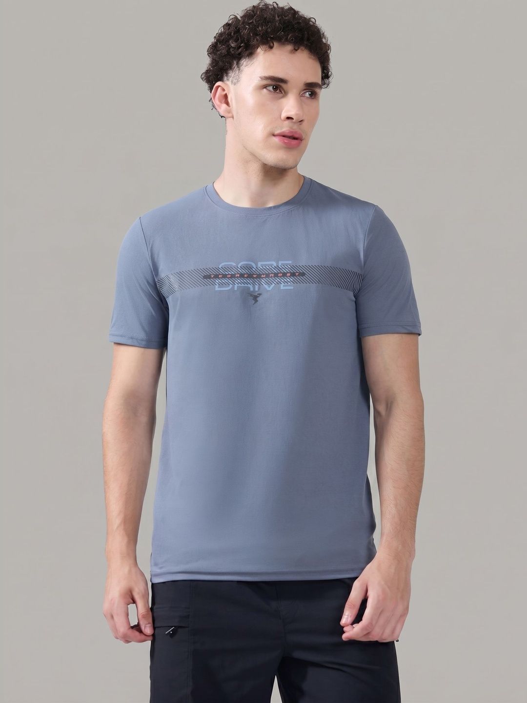 Technosport Men Typography Printed Slim Fit T-shirt