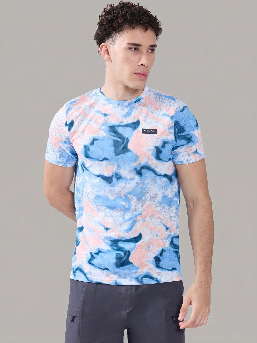 Technosport Men Printed Slim Fit T-shirt