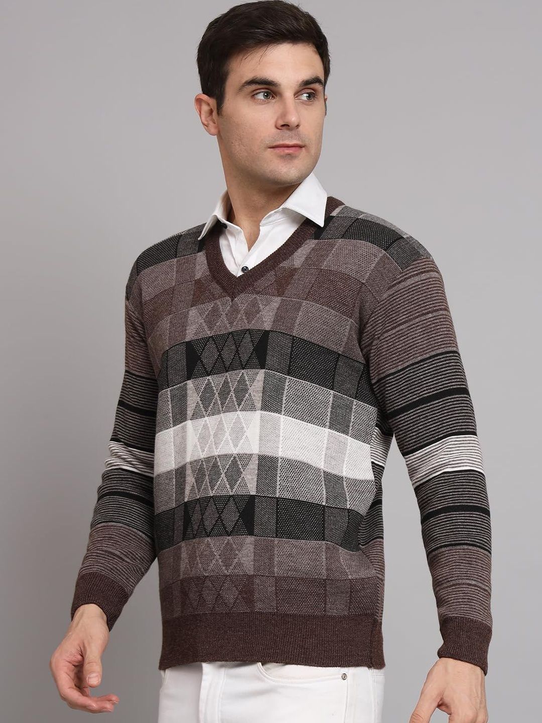 eWools eWools Men Checked Woollen Pullover