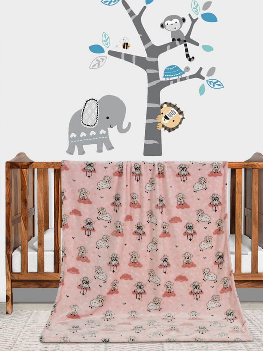 Florida Florida Flannel Baby Pink Abstract Printed Summer 300 GSM Microfiber Blanket