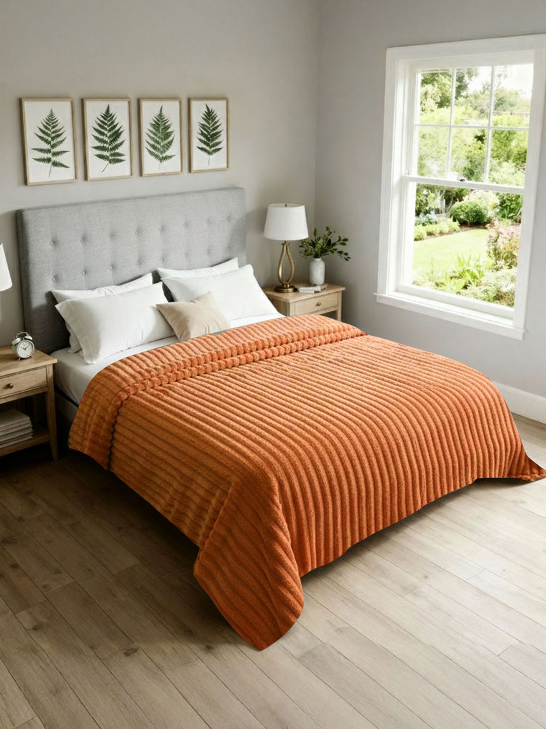 Cortina Cortina Light Brown 350 GSM Striped Single AC Blanket