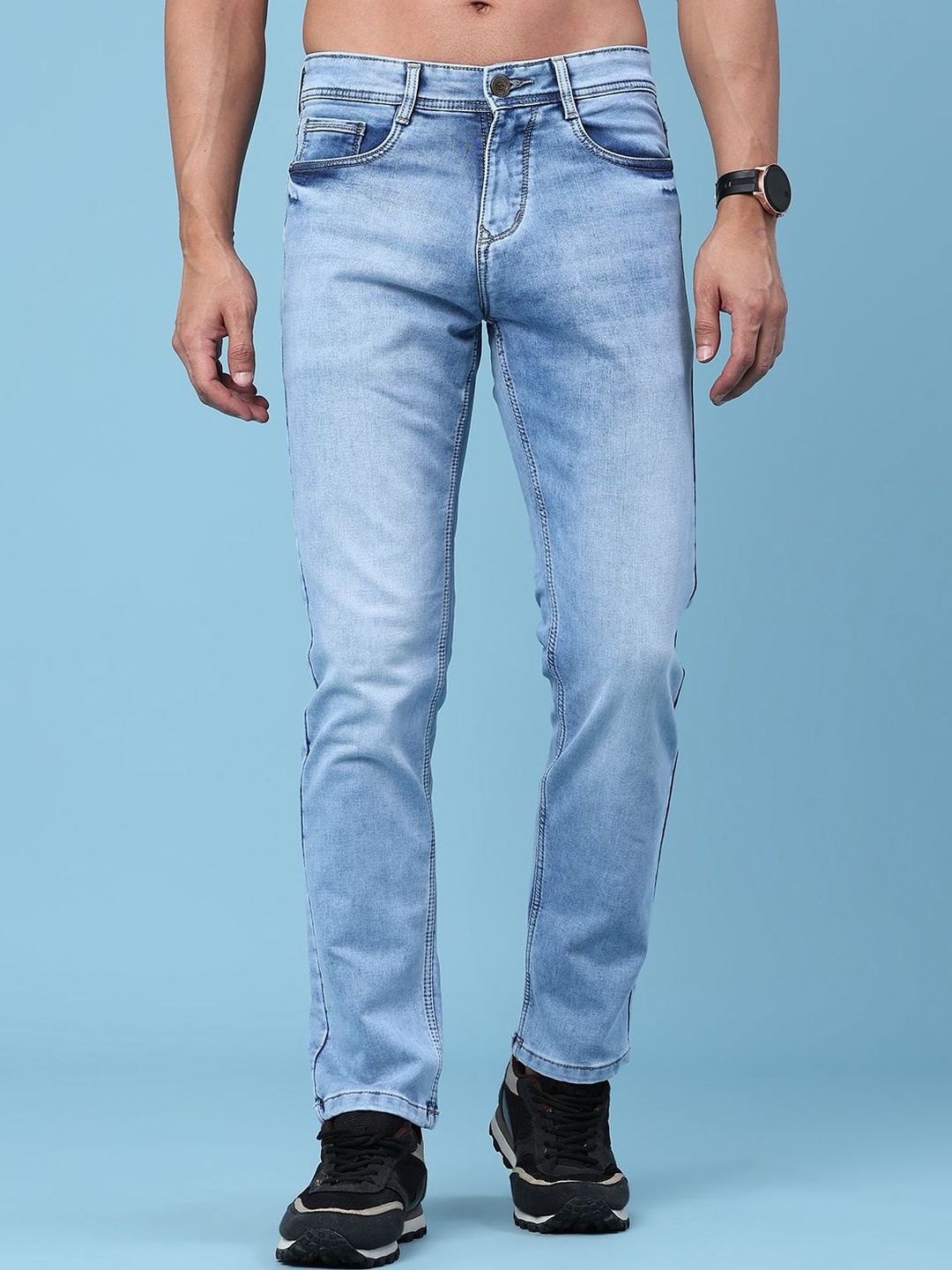 V-Mart Men Regular Fit Mid-Rise Low Distress Stretchable Jeans