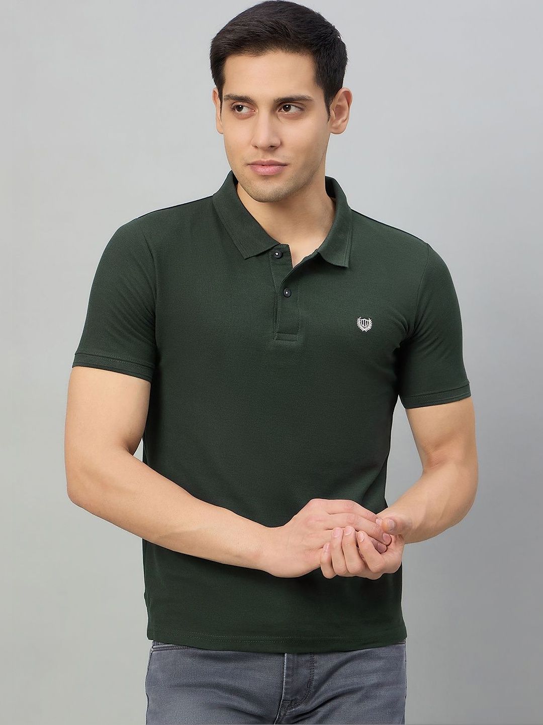 Duke Men Brand Logo Polo Collar Slim Fit T-shirt