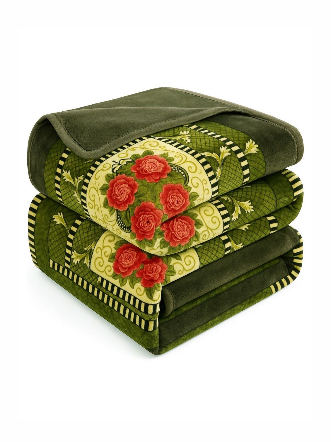 bsb home bsb home Green Floral Mild Winter 500 GSM Double Bed Blanket