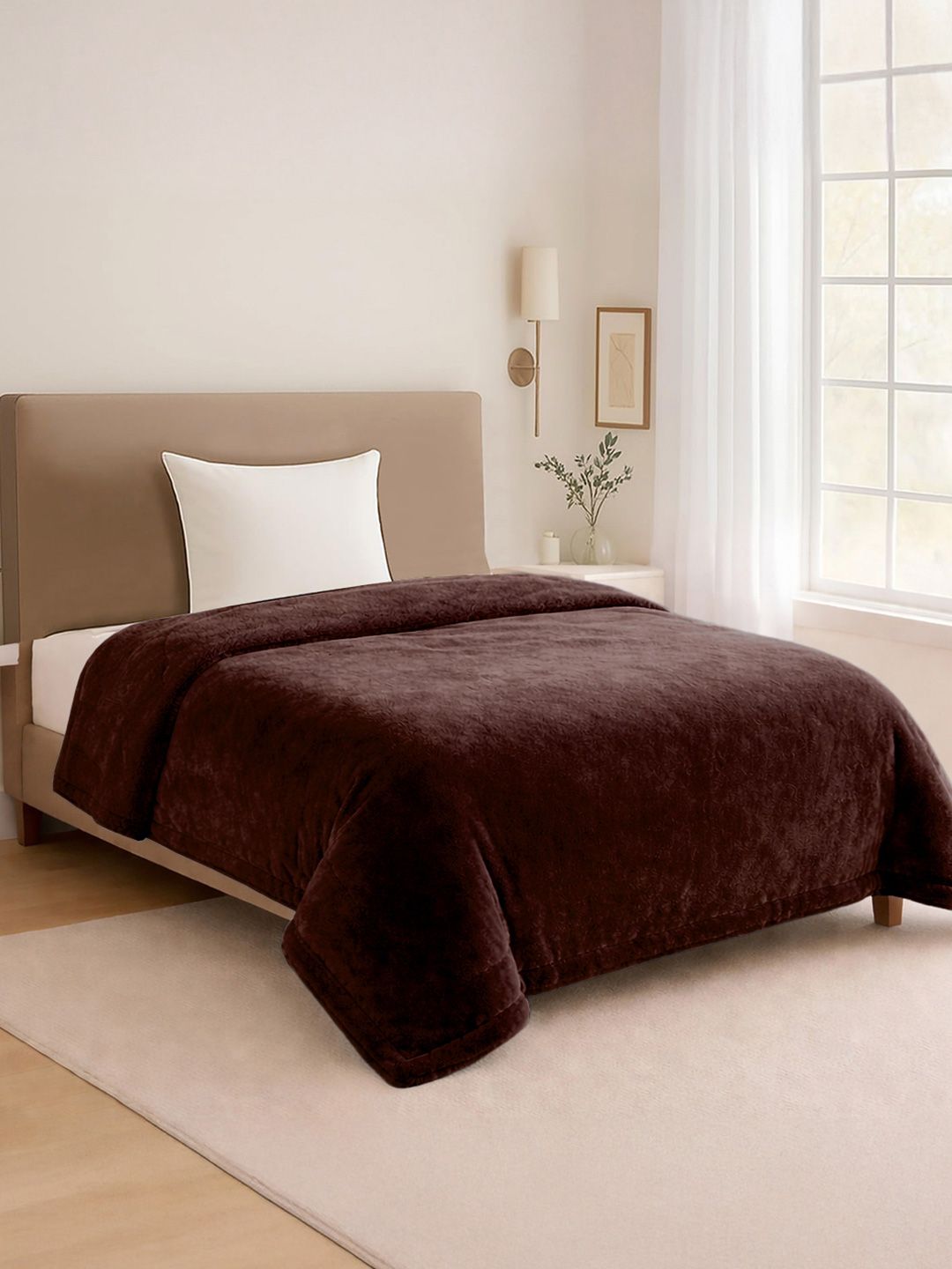 Cortina Cortina Brown 350 GSM Solid Single AC Blanket