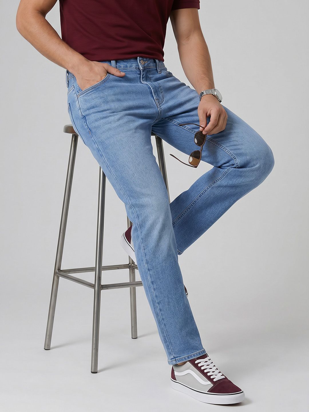 SPYKAR Spykar Men Ricardo Mid Rise Straight Fit Light blue Jeans