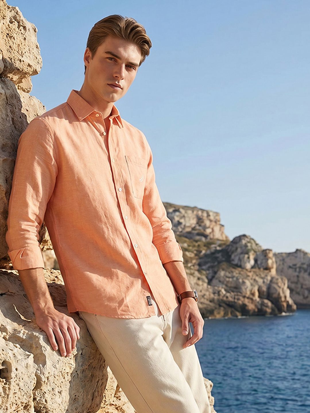 Nautica Slim Fit Pure Linen Casual Shirt