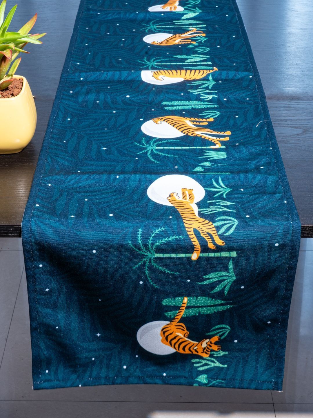 Indisca Designs White & Blue Printed Table Runners