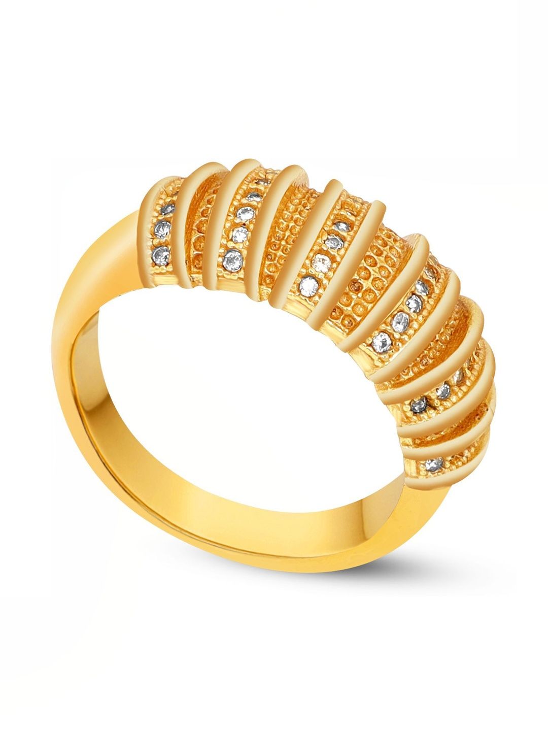 GKKAKADIYA Unisex Gold-Plated Cubic Zirconia Finger Ring