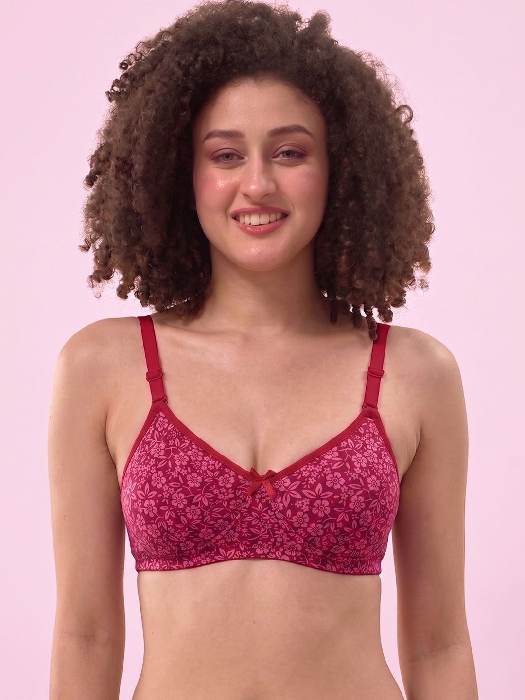 LYRA Printed Combed Cotton Wirefree Secret Support Bra with Detachable Strap