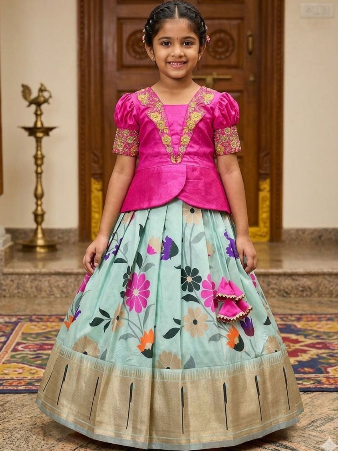 KALINI Girls Embellished Ready to Wear Lehenga