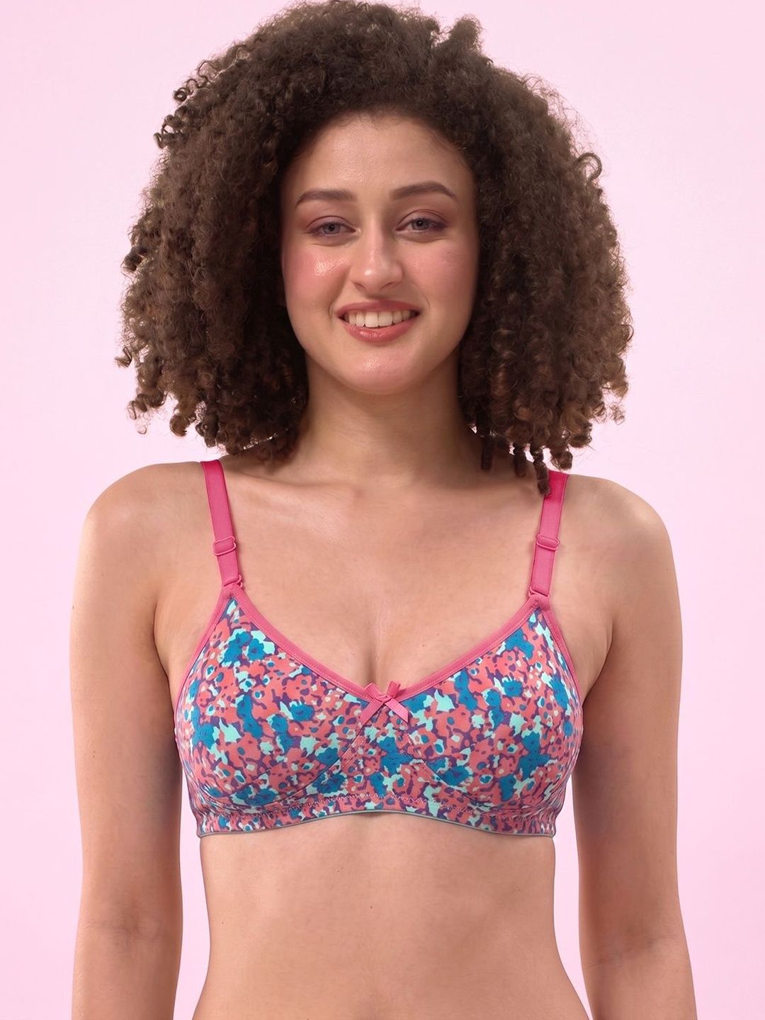 LYRA Printed Combed Cotton Wirefree Secret Support Bra with Detachable Strap