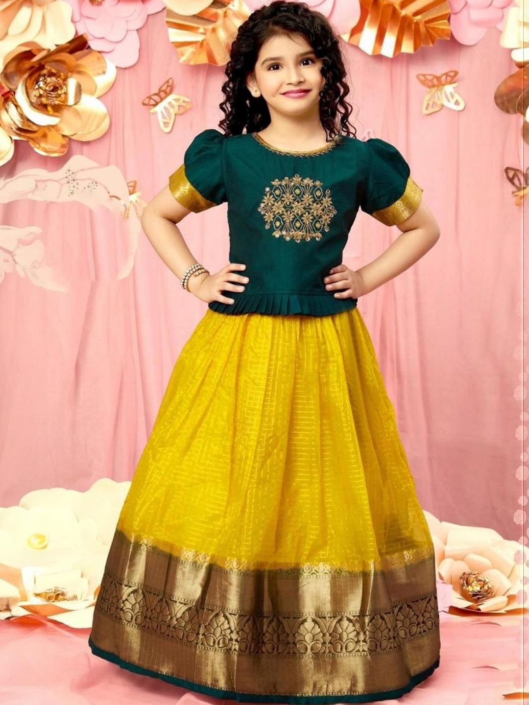 KALINI Girls Embroidered Ready to Wear Lehenga Choli