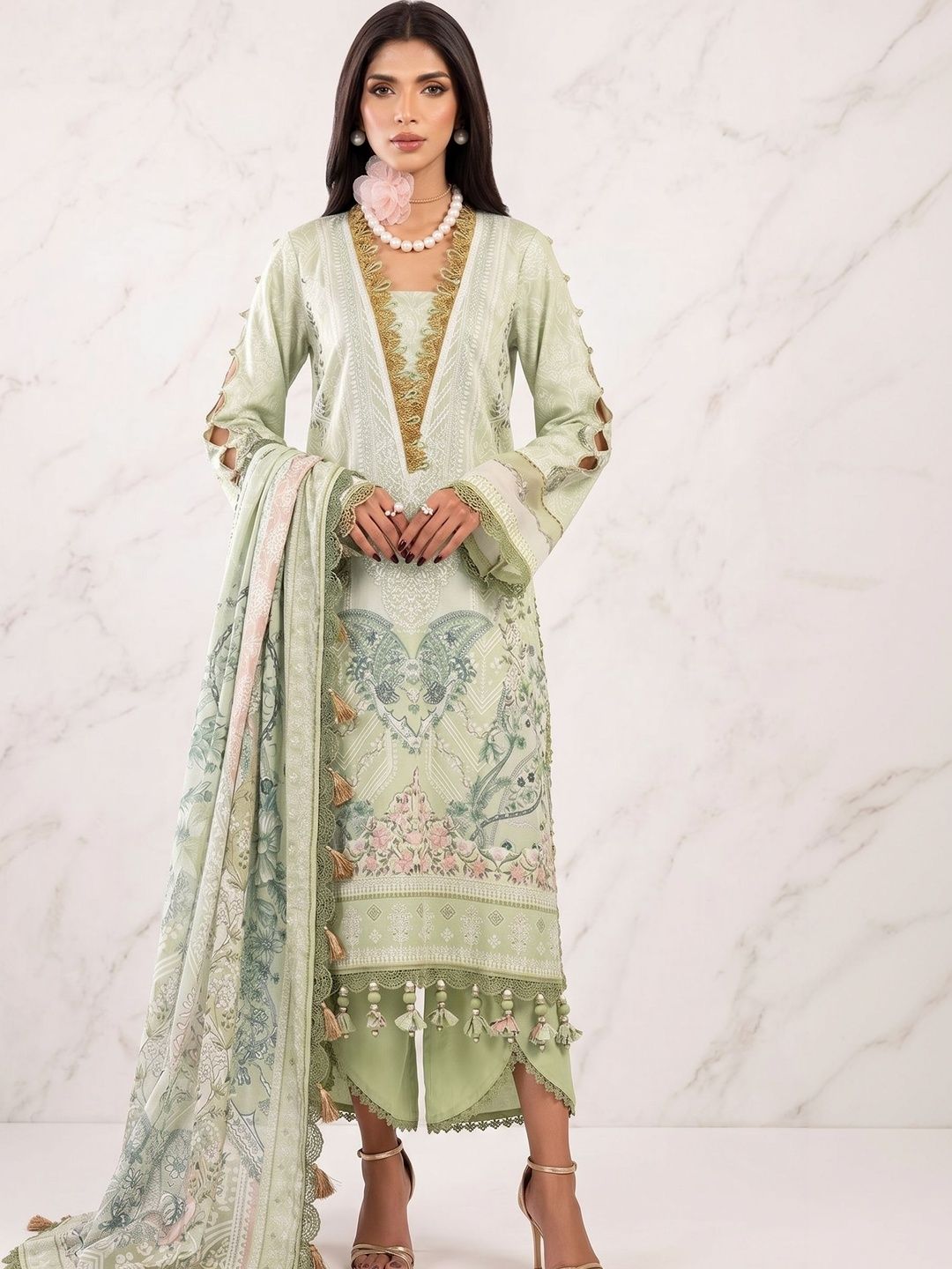 Rosaniya Printed Pure Cotton Unstitched Dress Material
