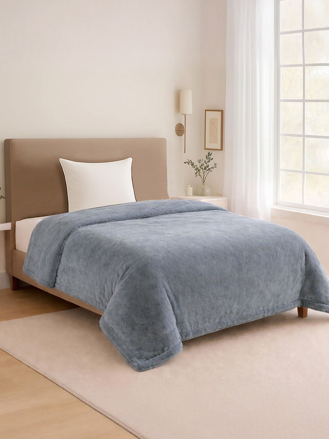 Cortina Cortina Grey 350 GSM Solid Single AC Blanket