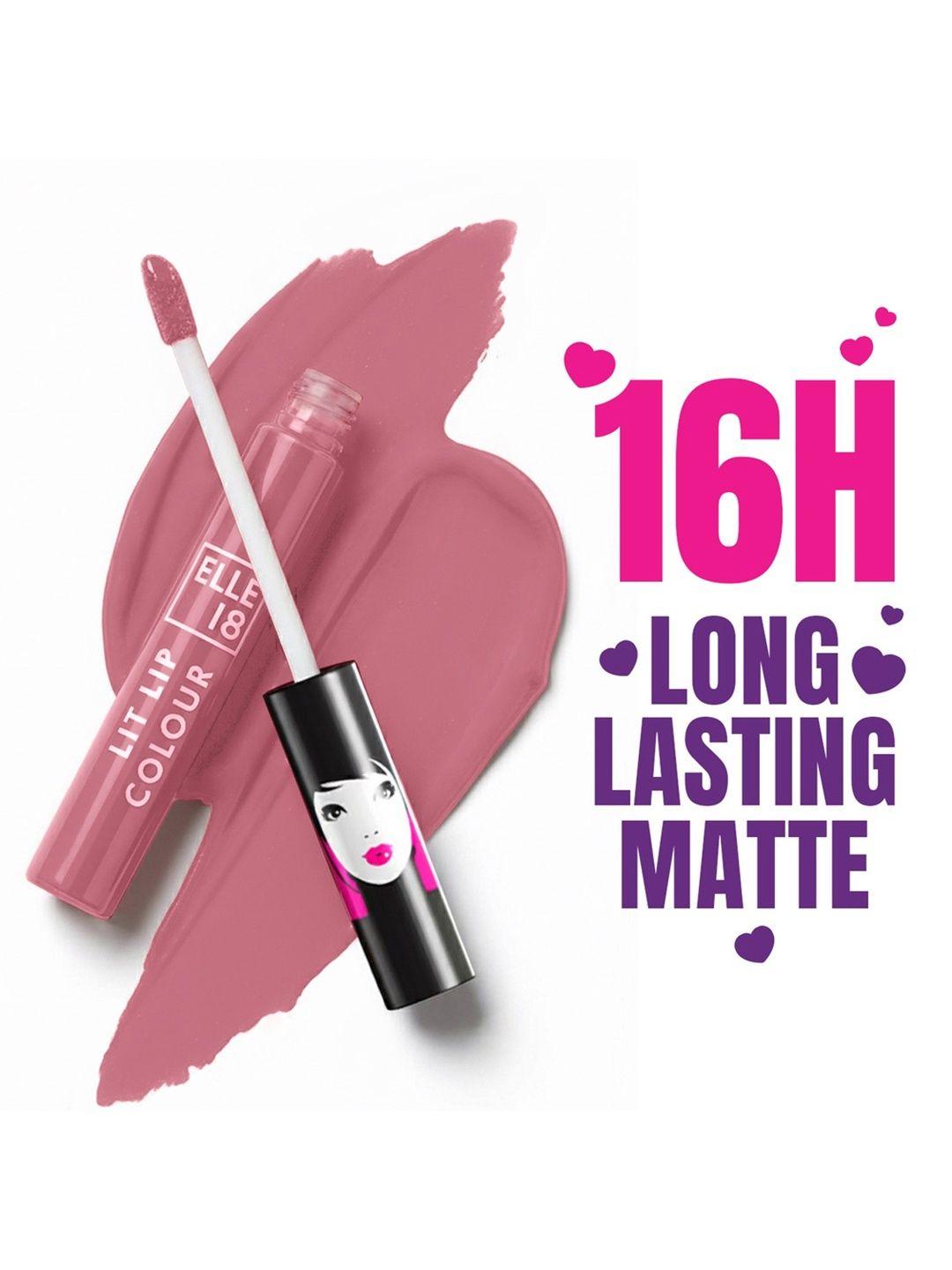 ELLE 18  Lit Lip Matte Finish Long Lasting Smudgeproof Lip Colour 5.6ml - Nude Charm