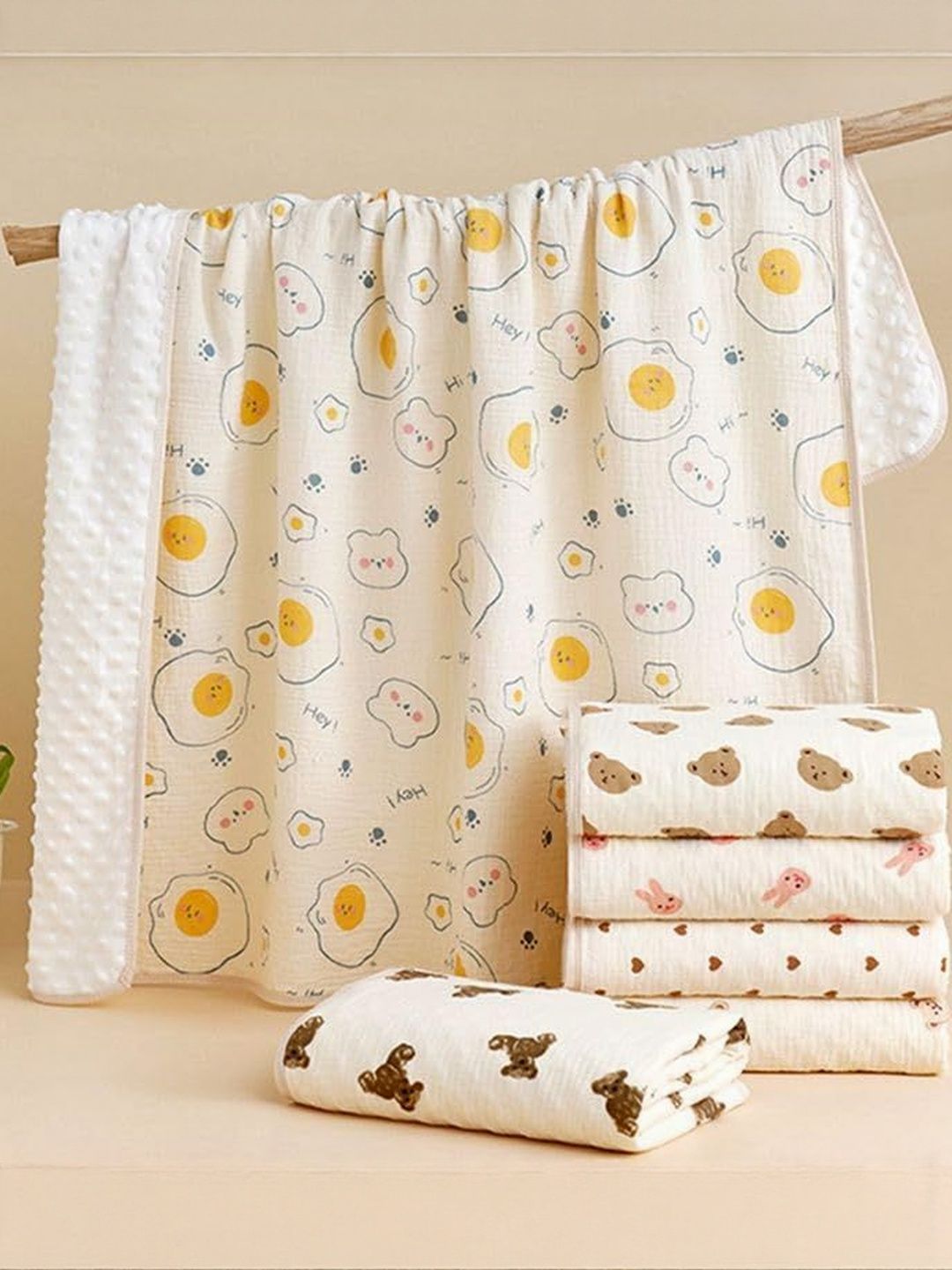 Teri Beri Teri Beri Infants Soft Cotton Blanket with Dotted Double Layers Muslin Receiving Blankets