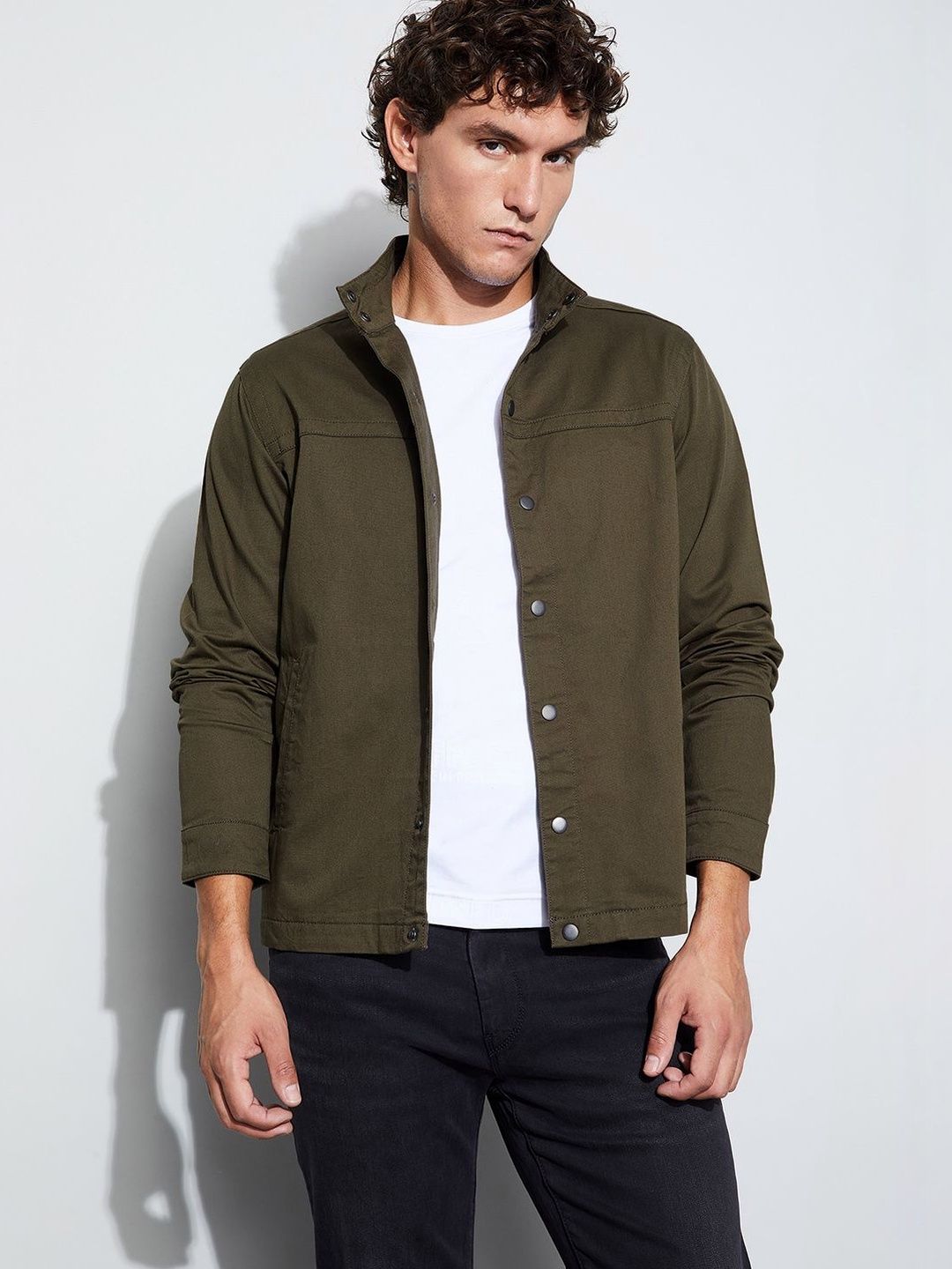 CODE by Lifestyle Men Stand Collar Cotton Woven Jacket