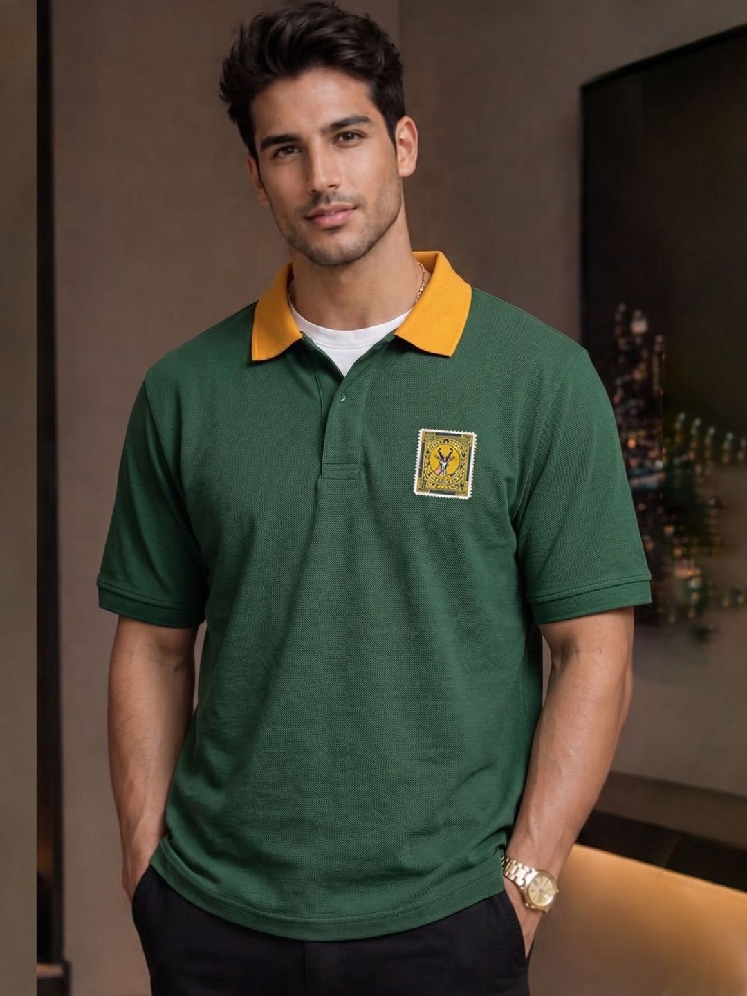 Utopium Men Polo Collar T-shirt