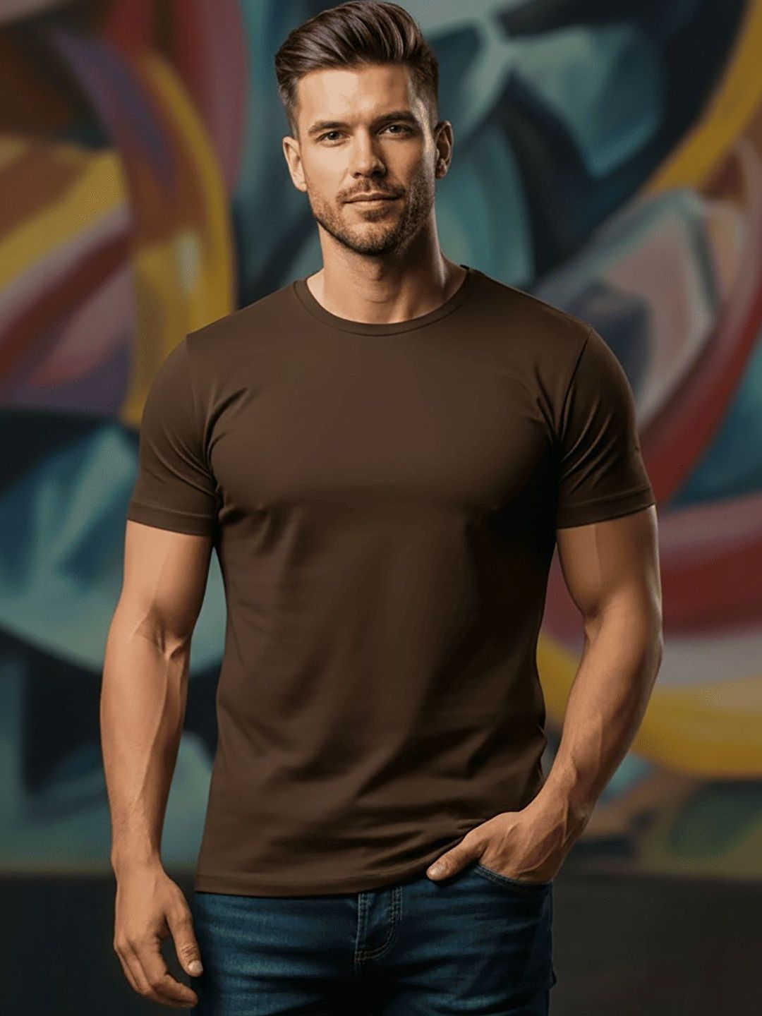 Moda Rapido Men Round Neck Bio Finish Cotton T-shirt