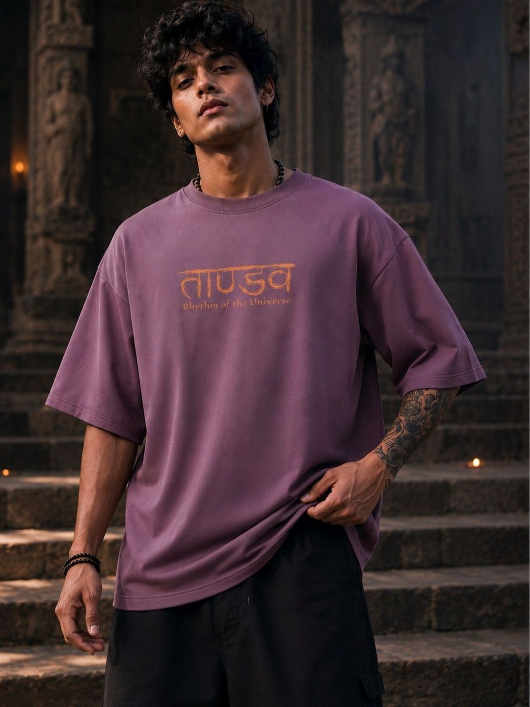 Warrior World Men Printed Drop-Shoulder Sleeves T-shirt