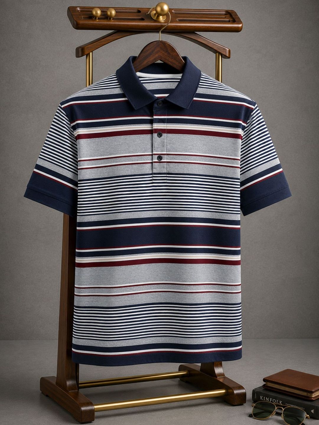 Eyebogler Men Striped Polo Collar T-shirt