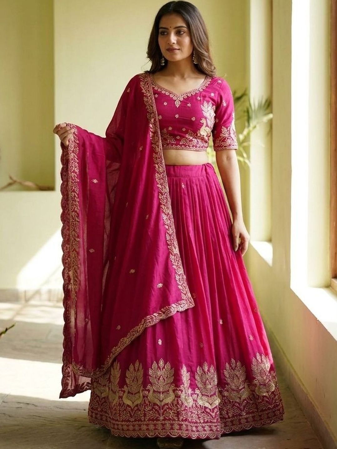 Closin Embroidered Ready to Wear Lehenga & Unstitched Blouse With Dupatta