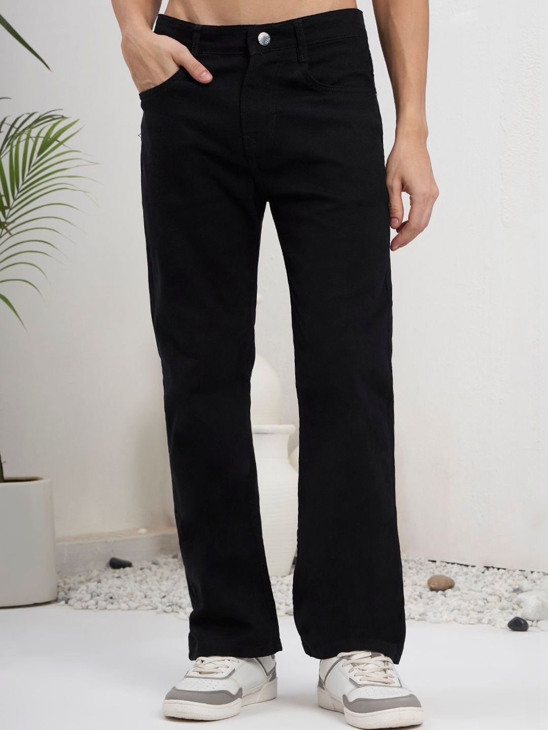 THE CRUSH OF FASHION Men Dark Black Slim Fit Mid-Rise Zip Fly Regular Length Denim Jeans