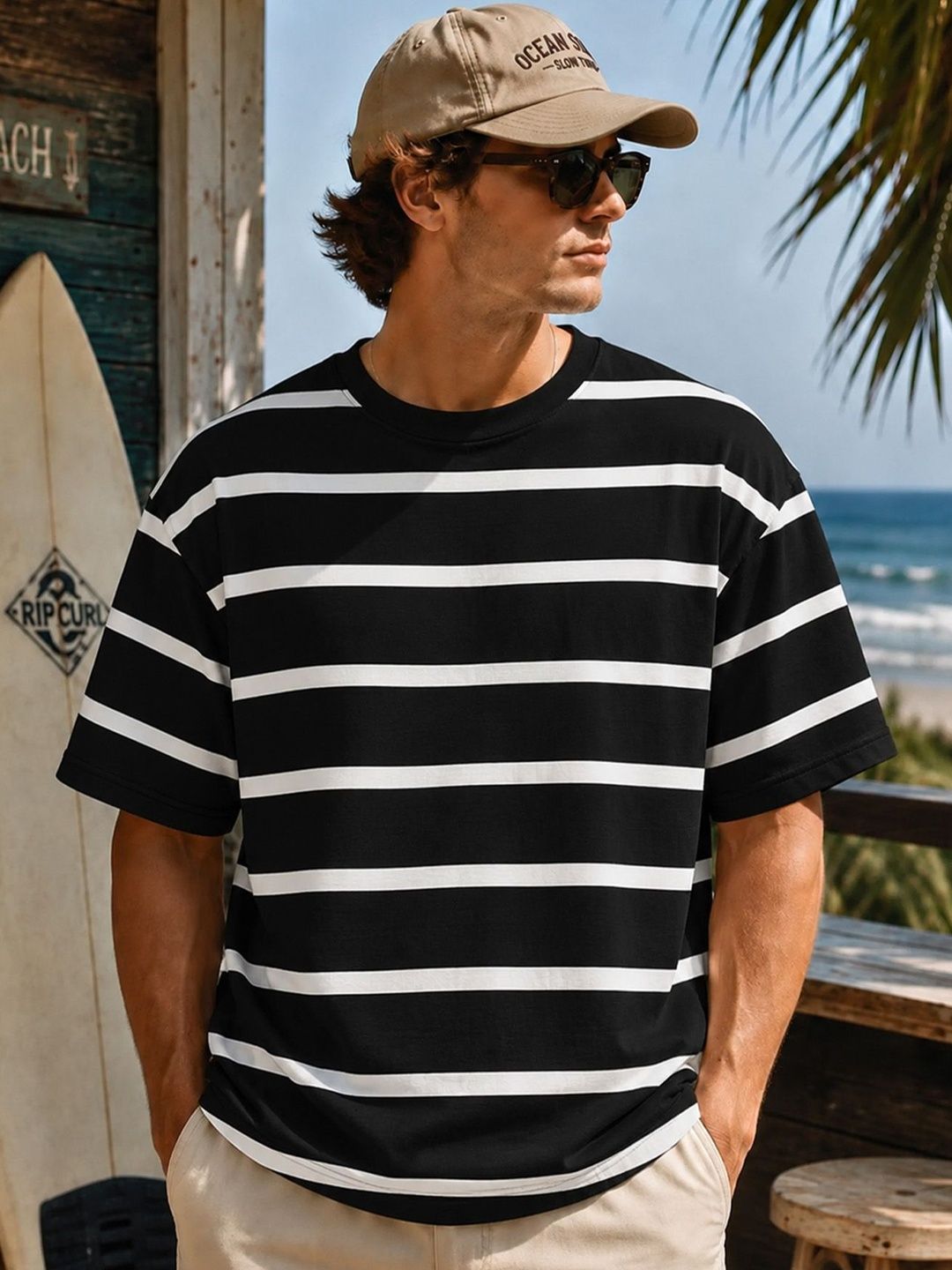 Utopium Men Striped T-shirt