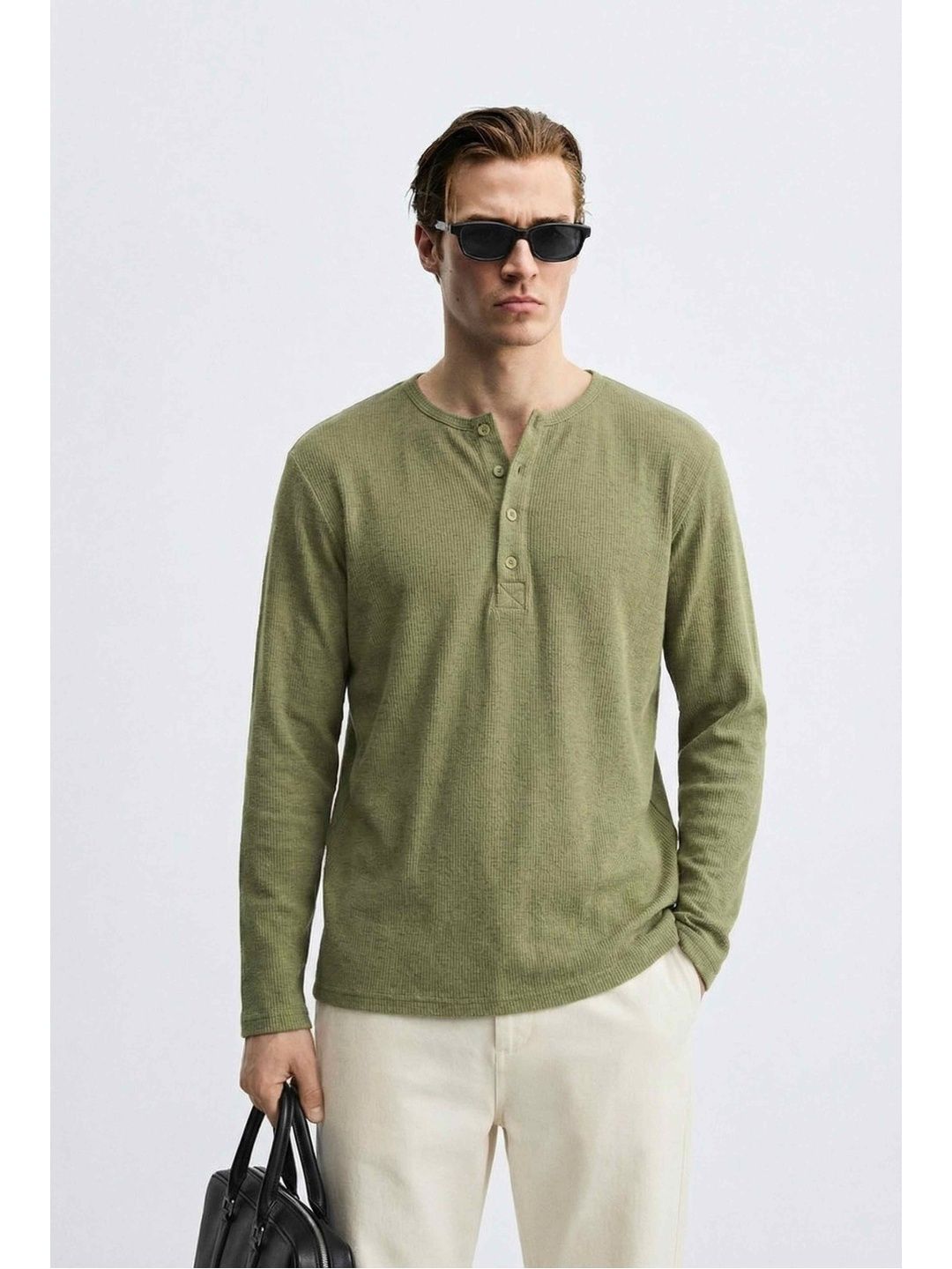 THE EG STORE Men Henley Neck T-shirt