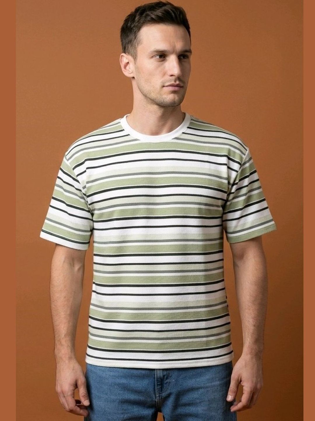BROWN CULTURE Men Striped T-shirt