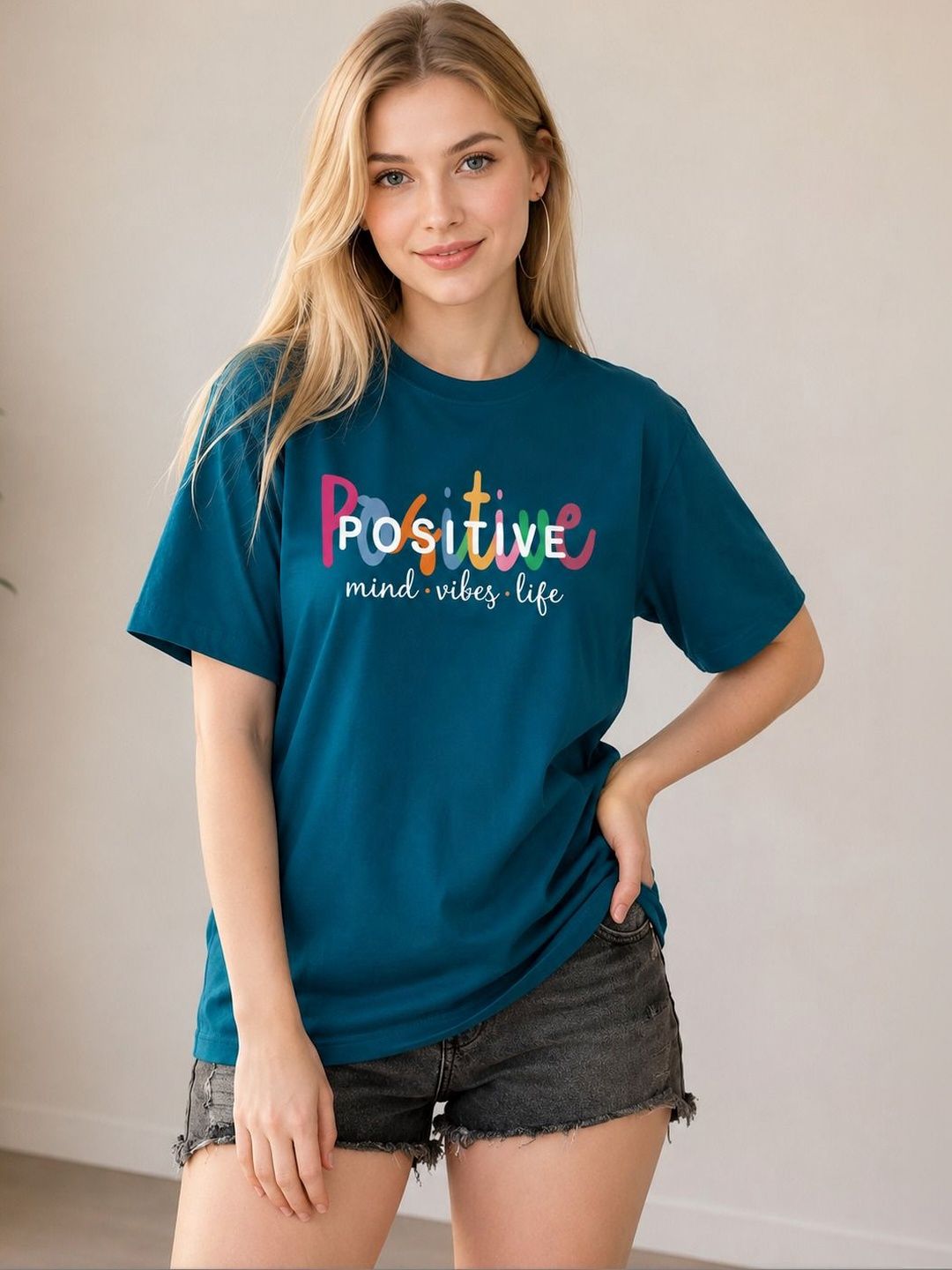 ELVIA Women Typography Printed T-shirt
