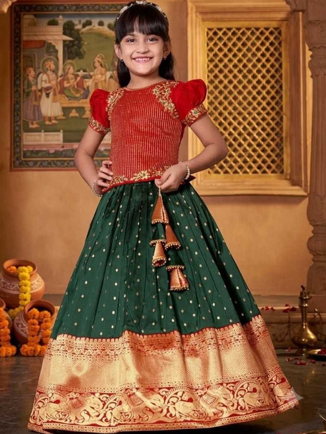 KALINI Girls Embellished Ready to Wear Lehenga Choli