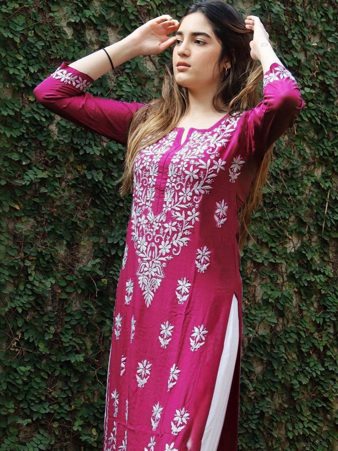 JBTEX Ethnic Motifs Embroidered Chikankari Chikankari Kurti