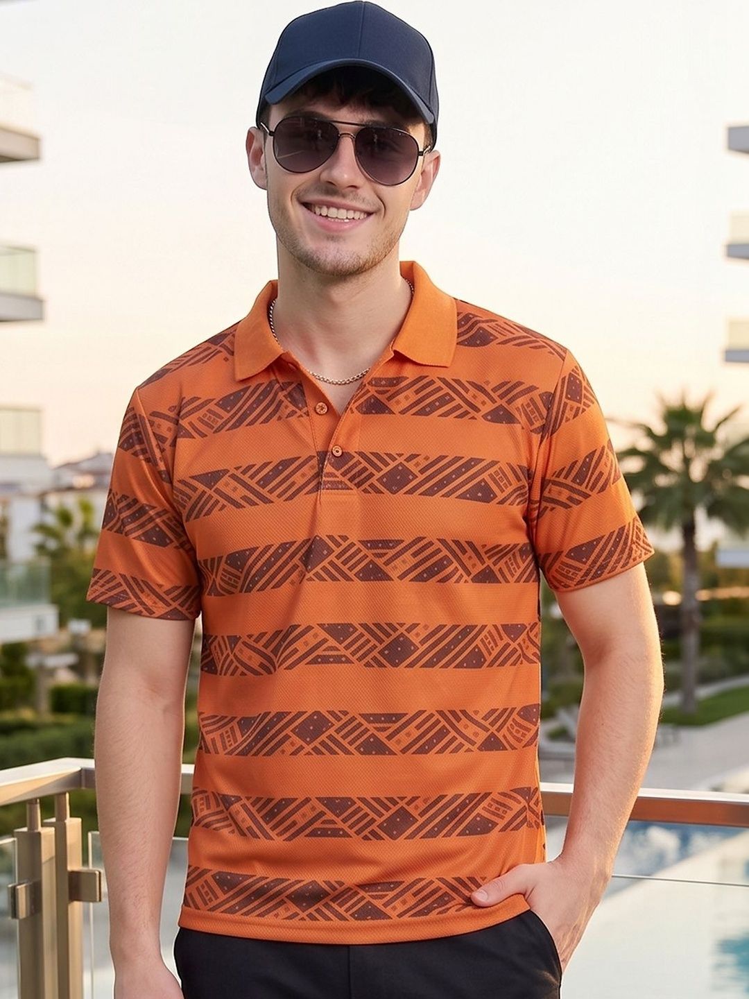 Mast & Harbour Men Printed Polo Collar T-shirt