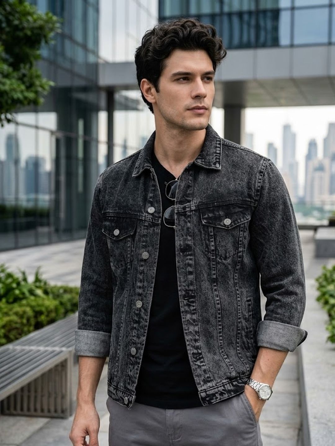 Urbano Fashion Men Washed Full Sleeve Regular Fit Denim Jacket