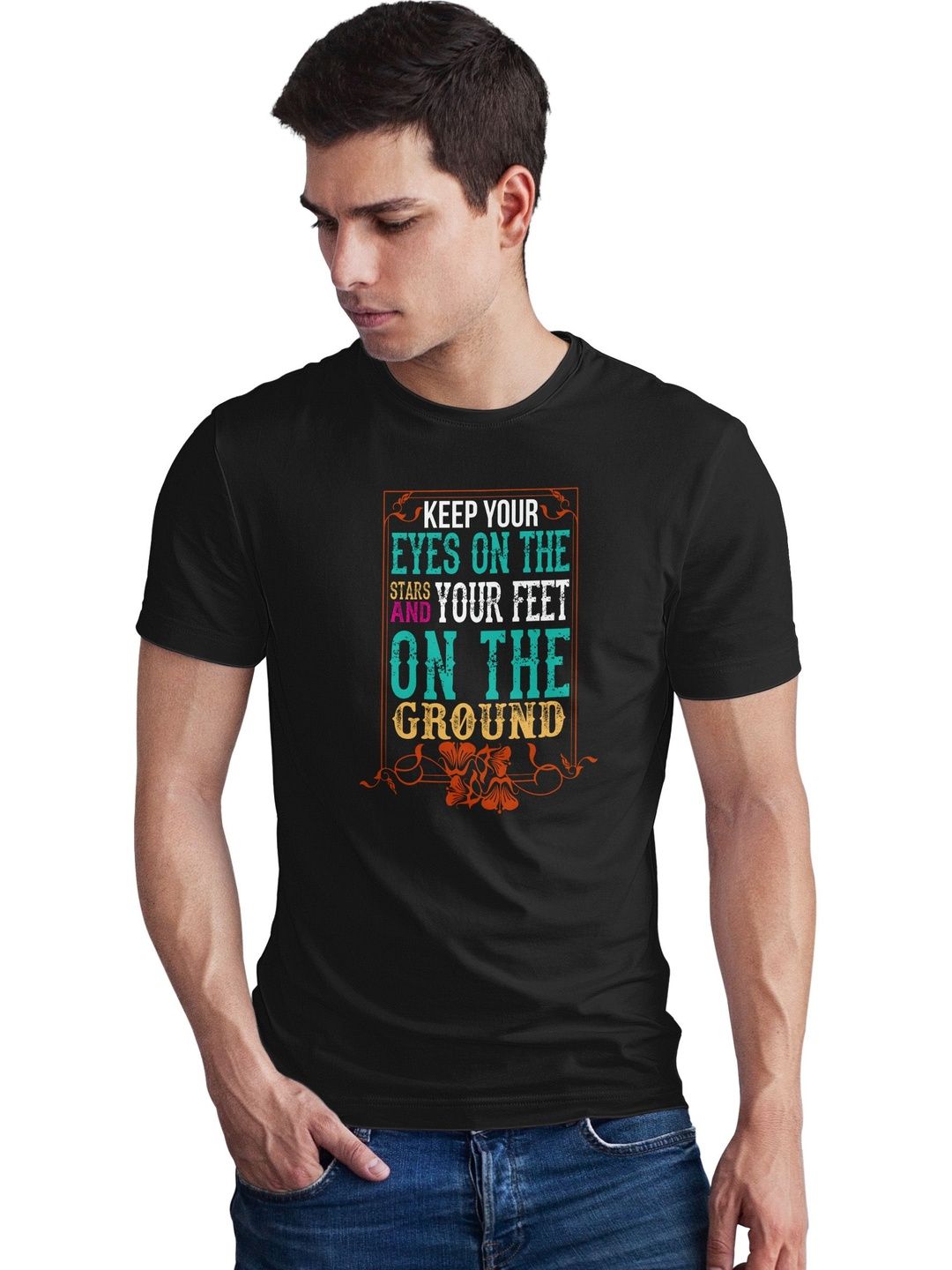 Seekbuylove Men Typography Printed Bio Finish T-shirt