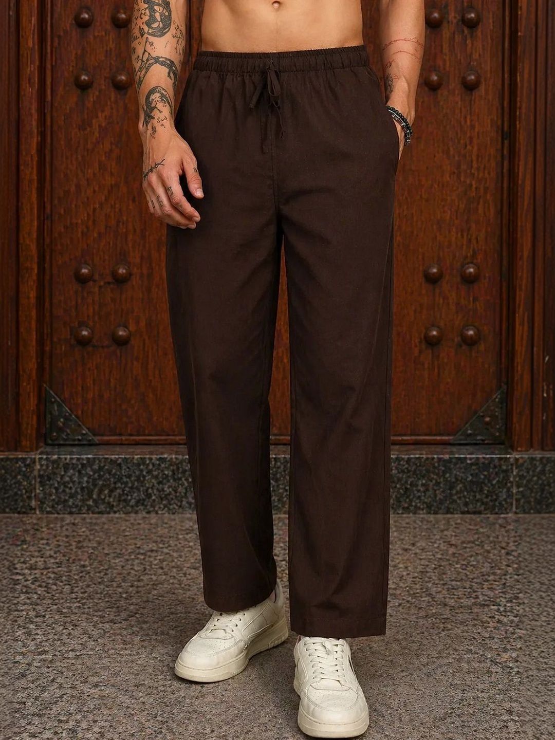 HERE&NOW Men Relaxed Easy Wash Trousers