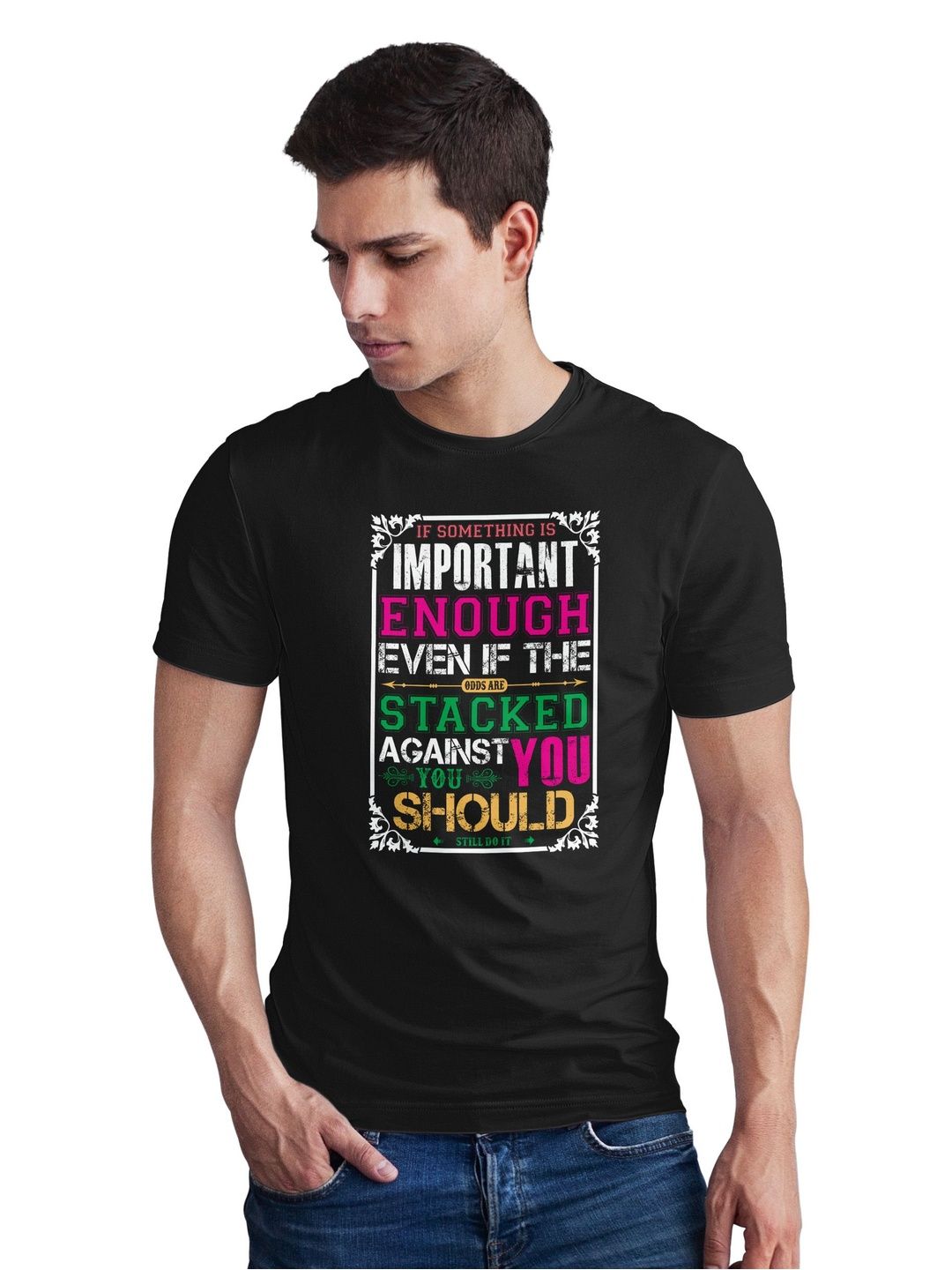 Seekbuylove Men Typography Printed Bio Finish T-shirt