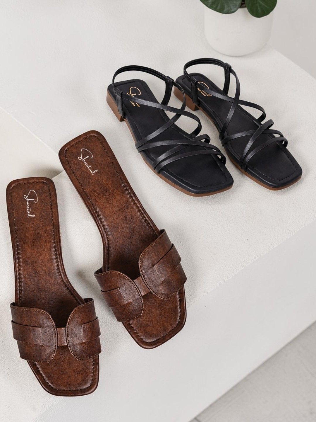 Shoestail Women Open Toe Flats
