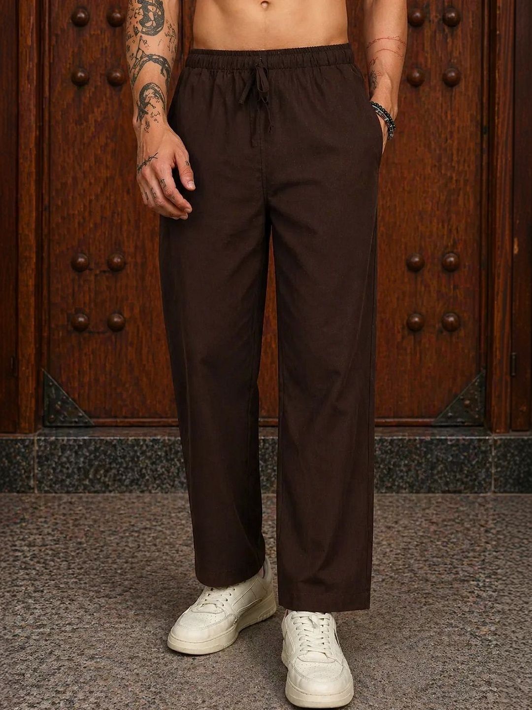HERE&NOW Men Relaxed Easy Wash Trousers
