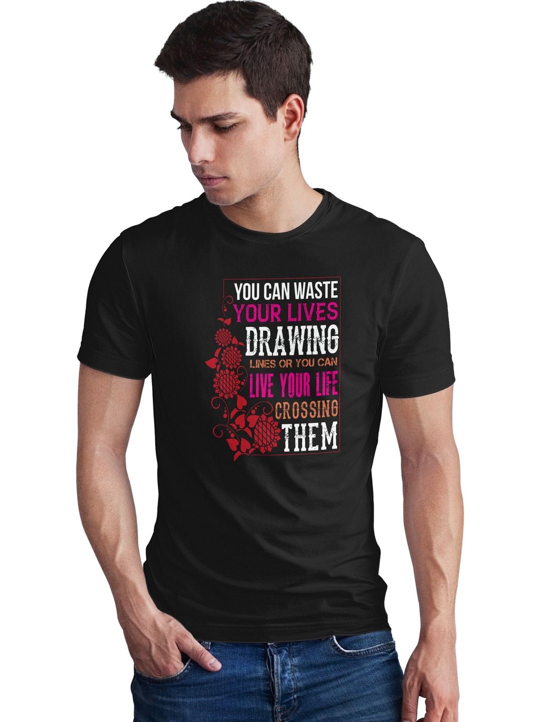 Seekbuylove Men Typography Printed Bio Finish T-shirt